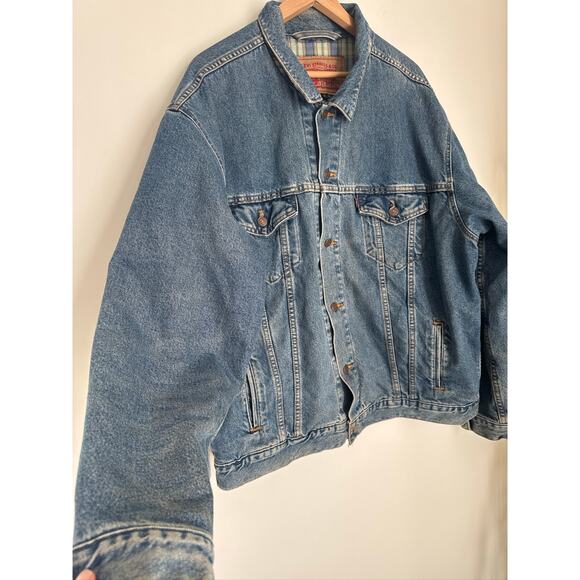 Levi's Vintage 1980's Denim Flannel Lined Trucker Jacket 100% Cotton, XL - Picture 4 of 11